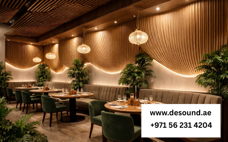 Acoustic Groove Panels for Dubai Restaurant Interiors