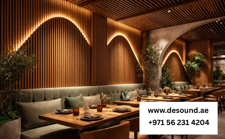 Acoustic Groove Panels for Dubai Restaurant Interiors
