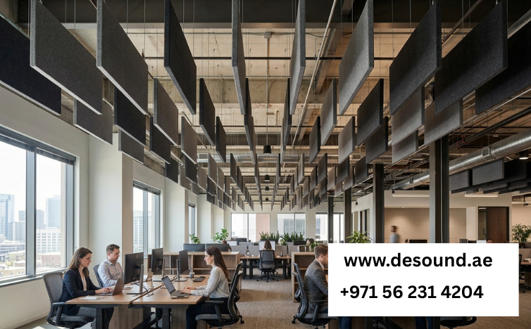 How Acoustic Ceiling Baffles Fix Echo in Dubai Offices