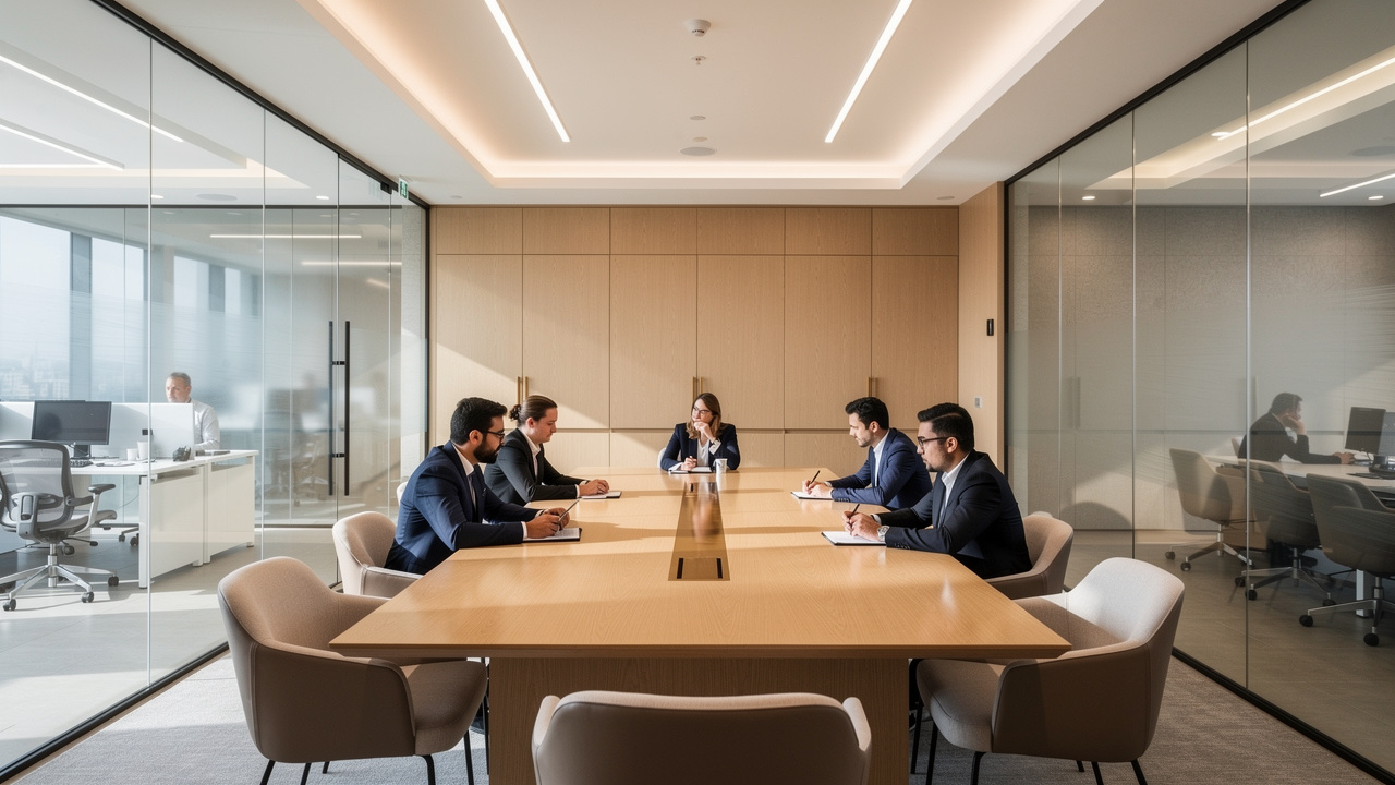 Corporate boardroom with acoustic glass partition in Abu Dhabi