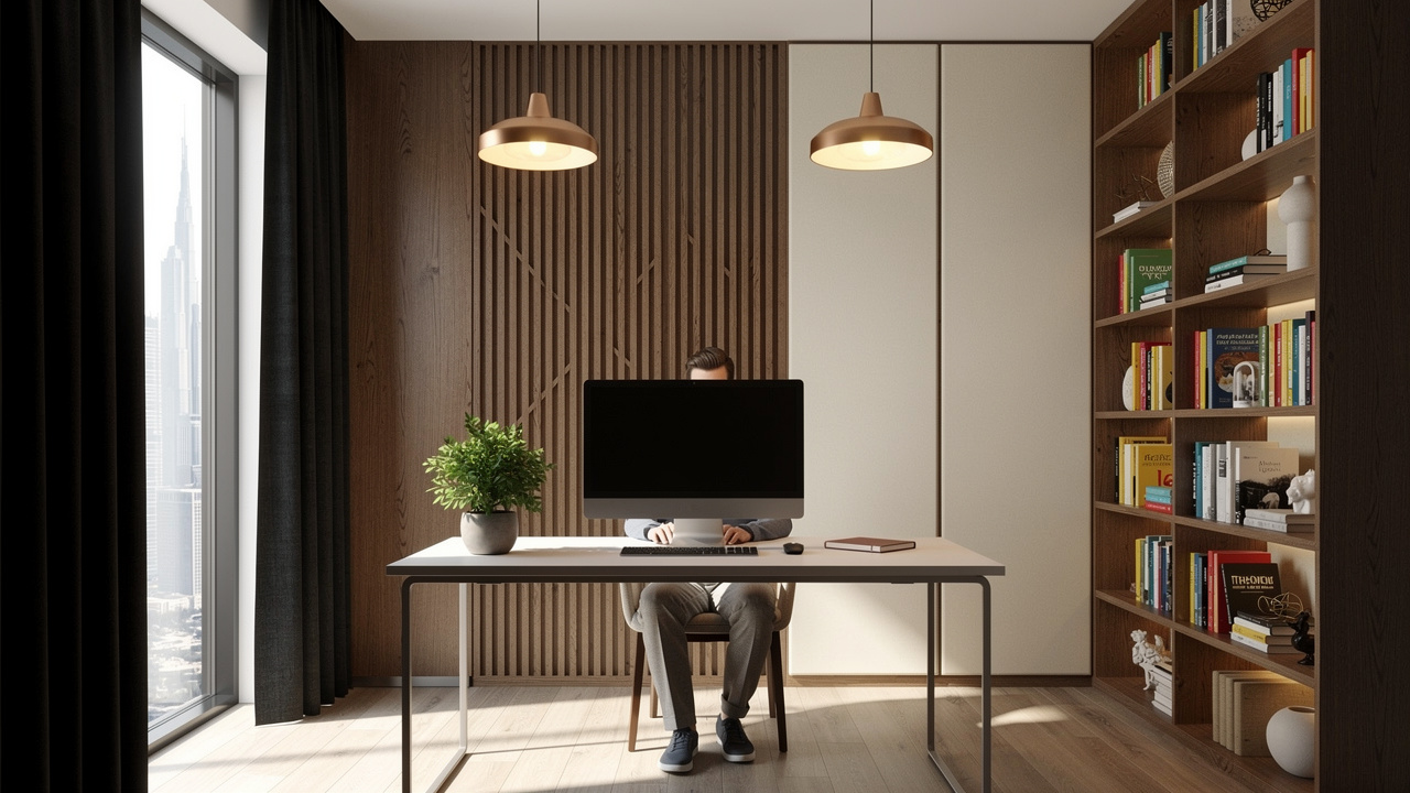 Acoustic panels in Dubai apartment home office for noise control