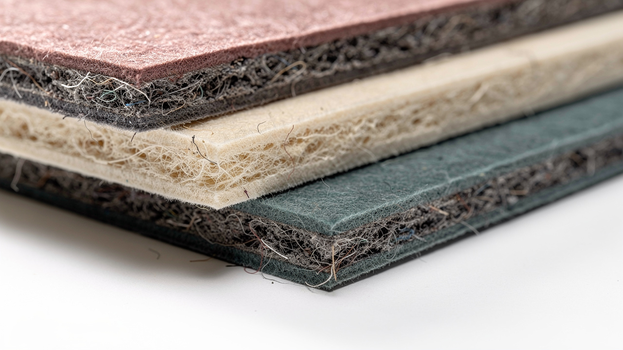 Close-up of recycled PET acoustic panel textures and colors