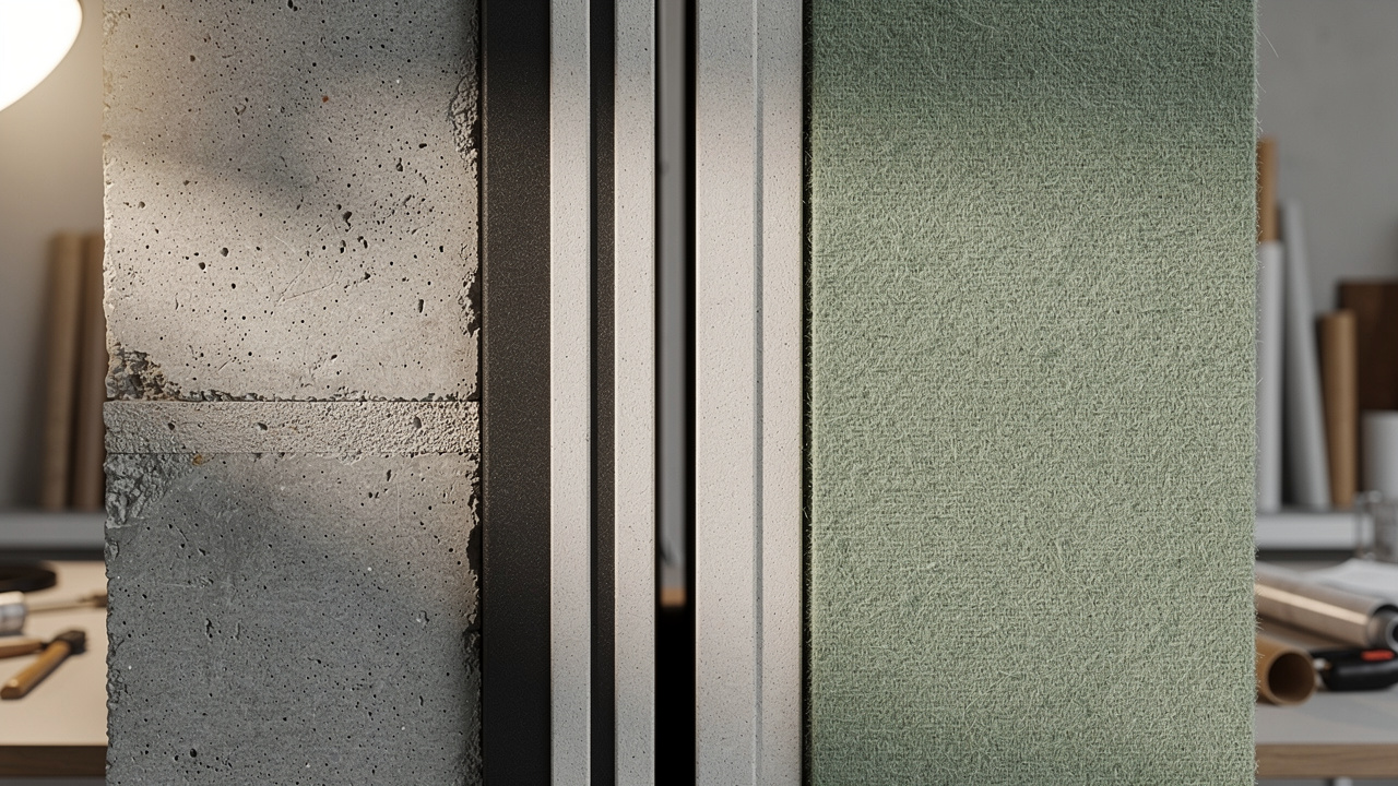 Cross-section showing soundproofing versus acoustic treatment materials