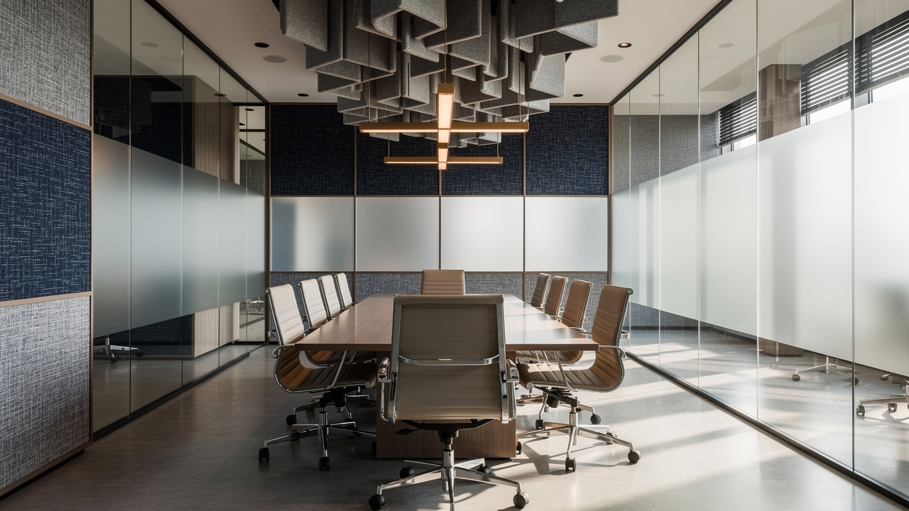 Modern UAE conference room with acoustic panels and soundproofed partitions