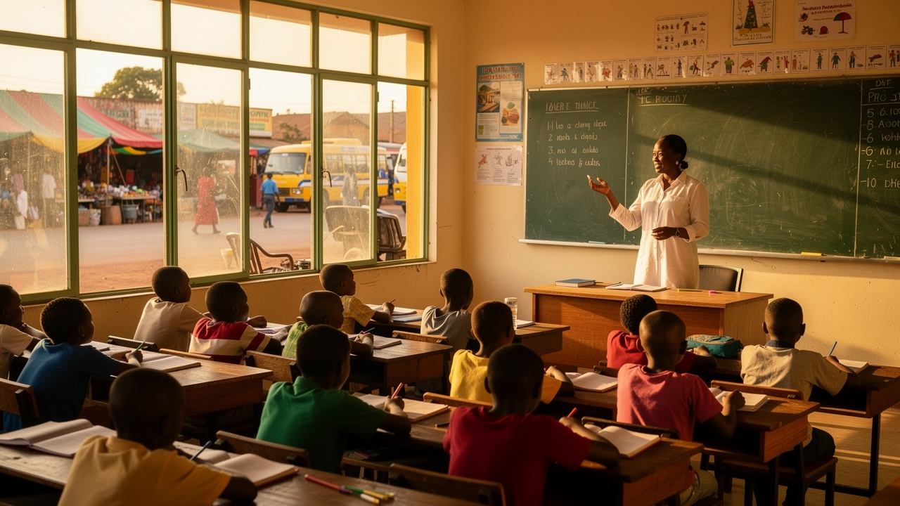 Quiet African school classroom with acoustic glazed windows