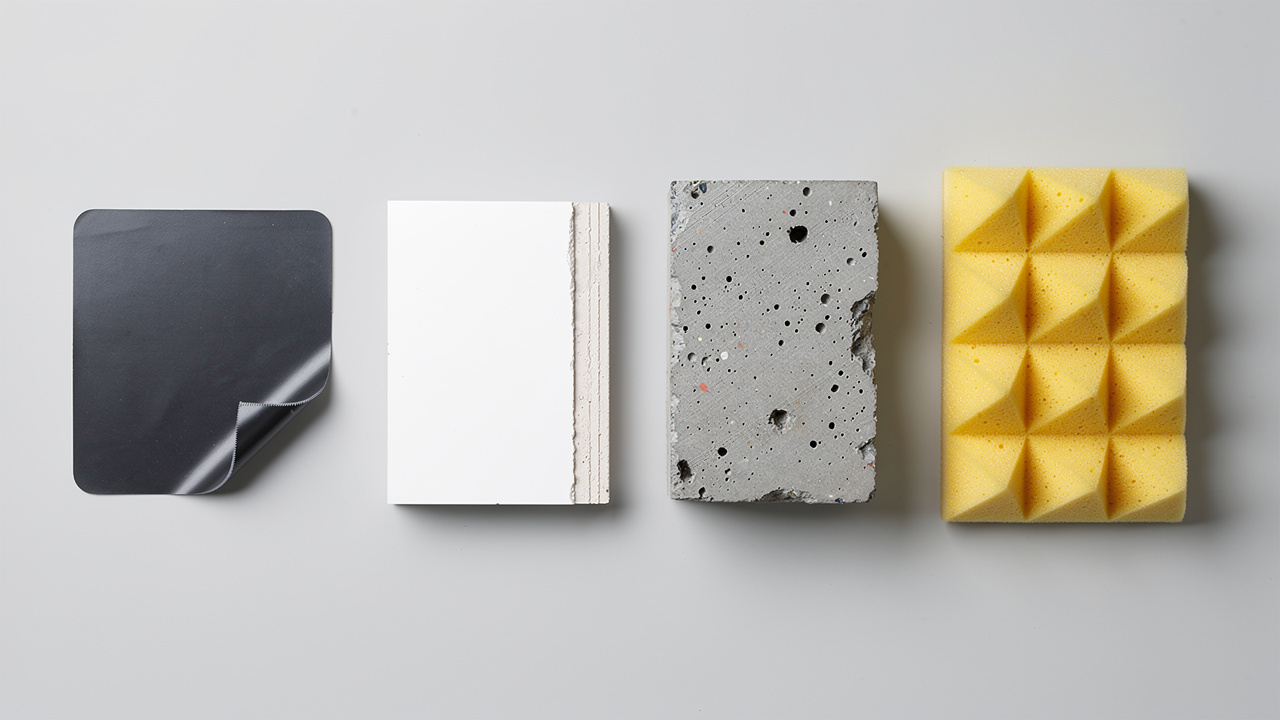 Side-by-side comparison of acoustic building materials including MLV