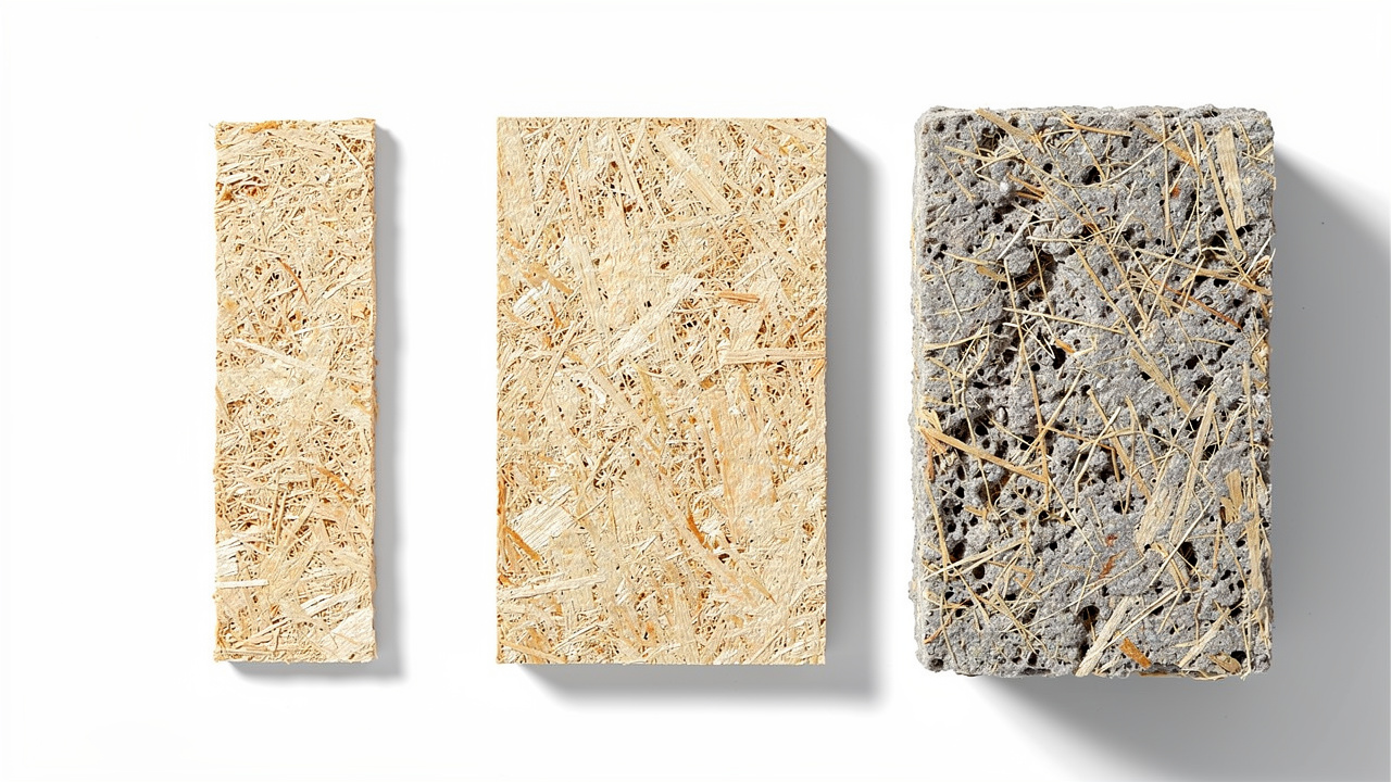 Three acoustic wood wool panel thickness samples comparison