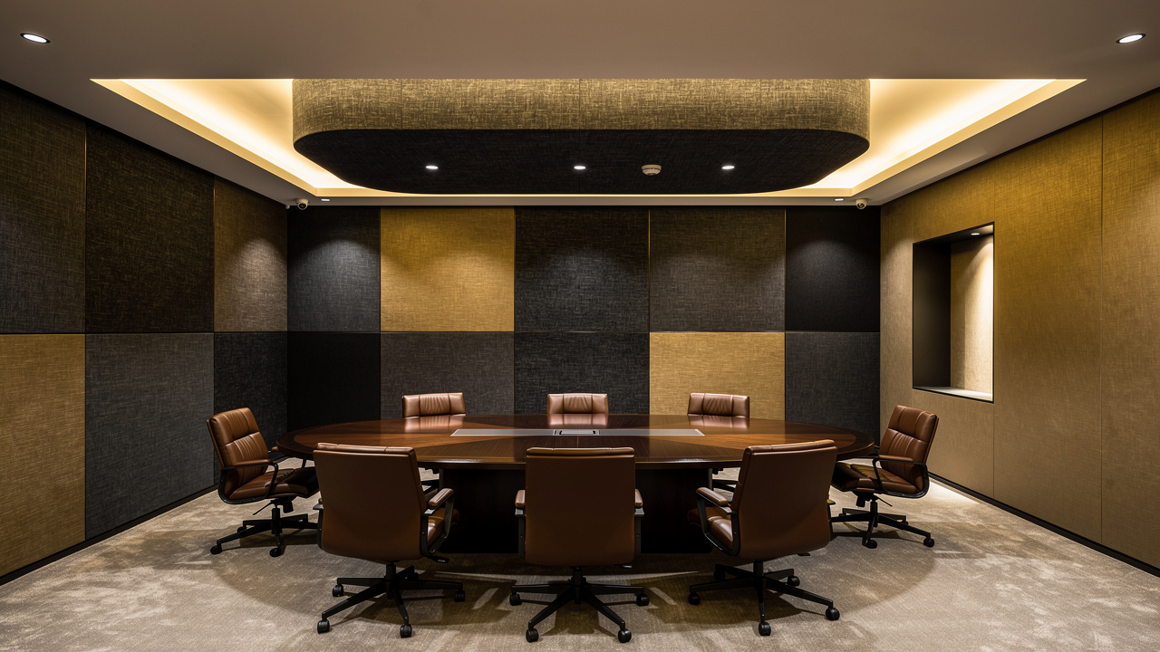 Luxury hotel conference room with custom acoustic fabric panels