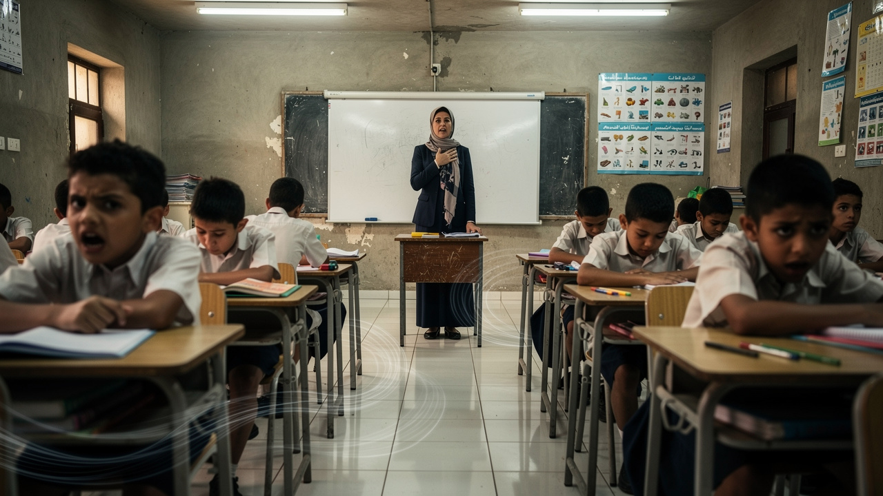 Children struggling to hear in a noisy Gulf classroom