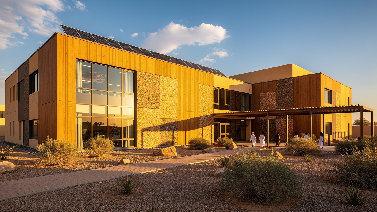 Sustainable modern school building exterior in the UAE