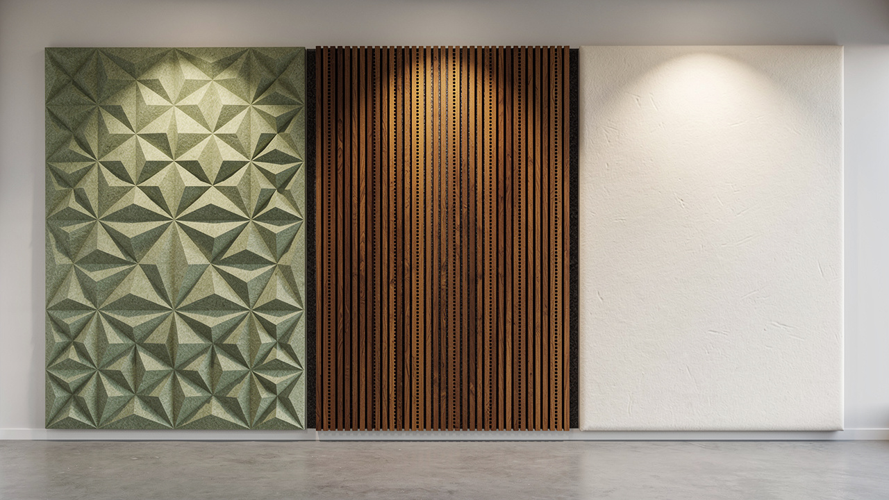 PET wood and stretch fabric acoustic wall panel types compared
