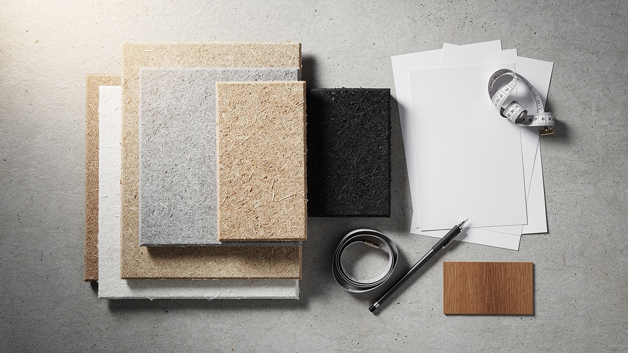 Wood wool acoustic panel samples and specification materials for GCC projects